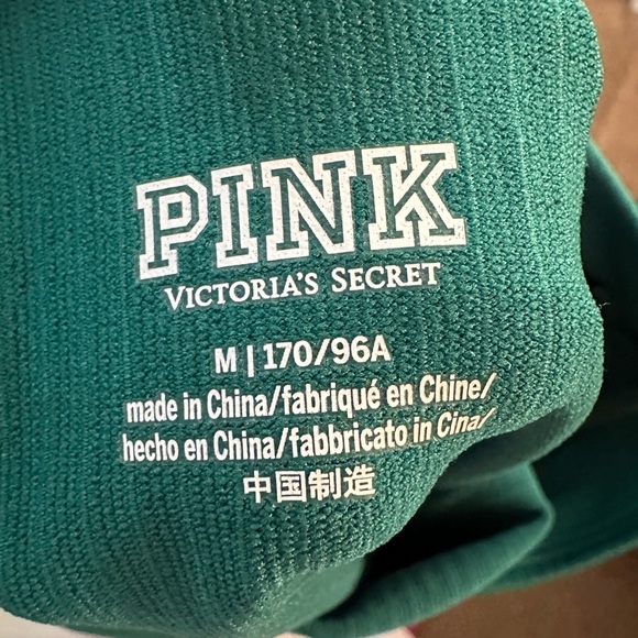 PINK Victoria's Secret Teal Ribbed Crop Top Size Medium NWOT - Picture 4 of 4